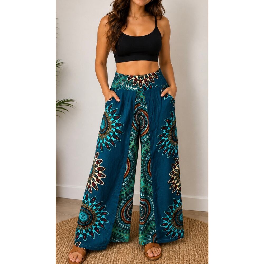 Boho Mandala Wide-Leg Pants